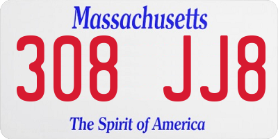 MA license plate 308JJ8