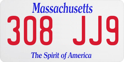 MA license plate 308JJ9