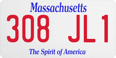 MA license plate 308JL1
