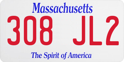 MA license plate 308JL2