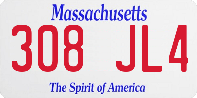 MA license plate 308JL4