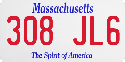 MA license plate 308JL6