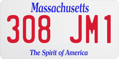 MA license plate 308JM1