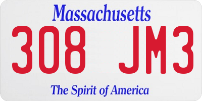 MA license plate 308JM3