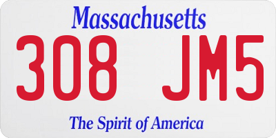MA license plate 308JM5