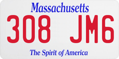 MA license plate 308JM6