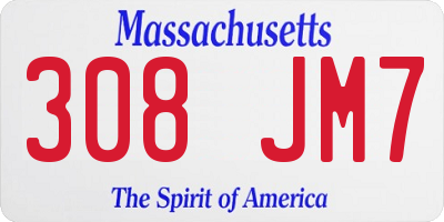 MA license plate 308JM7