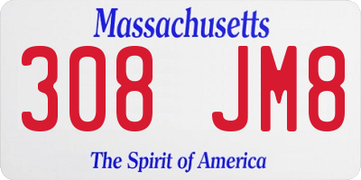 MA license plate 308JM8