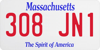 MA license plate 308JN1