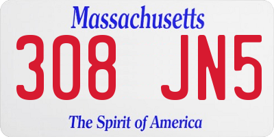 MA license plate 308JN5
