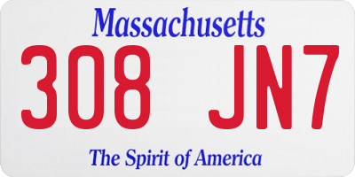 MA license plate 308JN7
