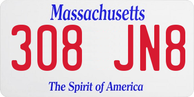 MA license plate 308JN8