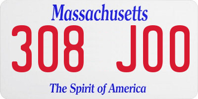 MA license plate 308JO0