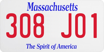 MA license plate 308JO1
