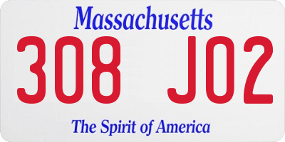 MA license plate 308JO2