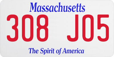 MA license plate 308JO5