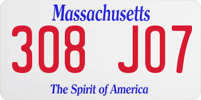 MA license plate 308JO7