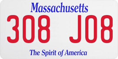 MA license plate 308JO8