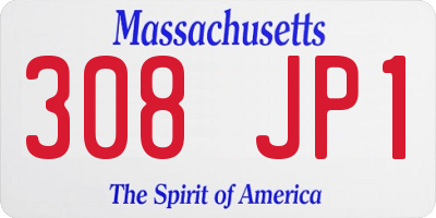 MA license plate 308JP1