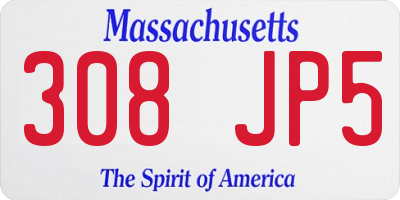 MA license plate 308JP5