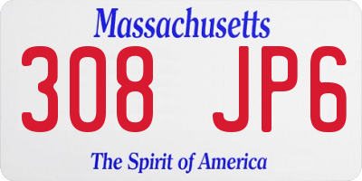 MA license plate 308JP6