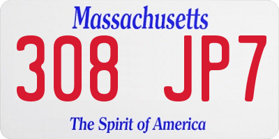 MA license plate 308JP7