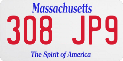 MA license plate 308JP9