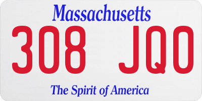 MA license plate 308JQ0