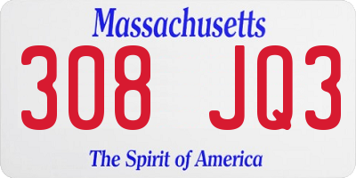 MA license plate 308JQ3