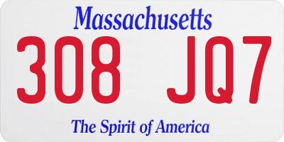 MA license plate 308JQ7