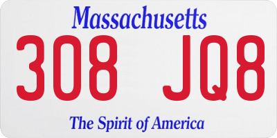 MA license plate 308JQ8