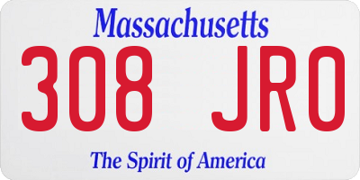 MA license plate 308JR0