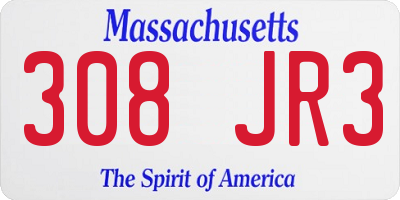 MA license plate 308JR3