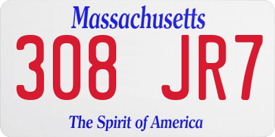 MA license plate 308JR7