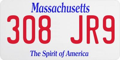 MA license plate 308JR9