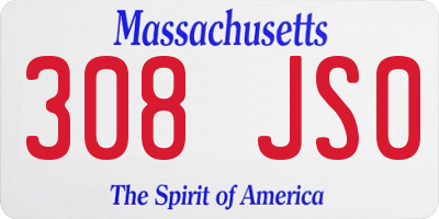MA license plate 308JS0