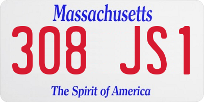MA license plate 308JS1