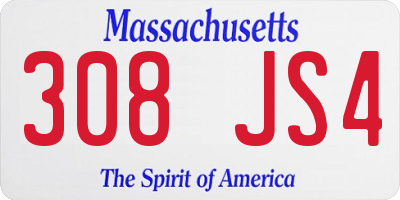 MA license plate 308JS4