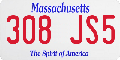 MA license plate 308JS5