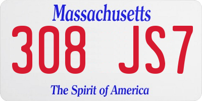 MA license plate 308JS7