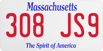 MA license plate 308JS9