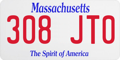 MA license plate 308JT0