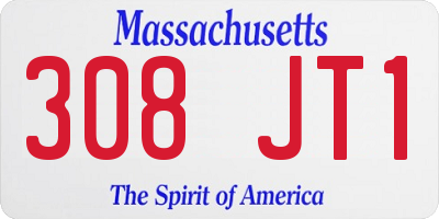 MA license plate 308JT1