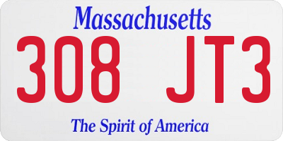 MA license plate 308JT3