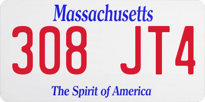 MA license plate 308JT4