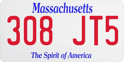 MA license plate 308JT5