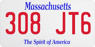 MA license plate 308JT6