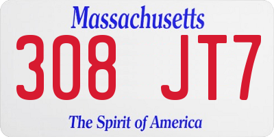 MA license plate 308JT7
