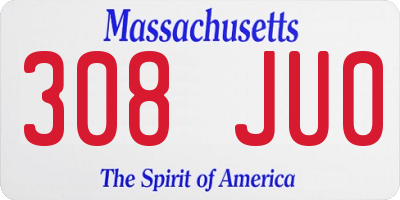 MA license plate 308JU0