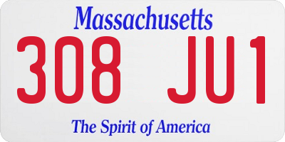 MA license plate 308JU1